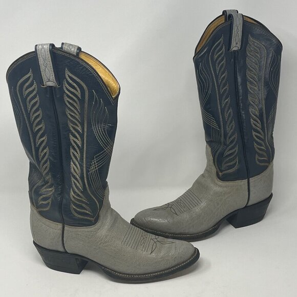 Tony Lama 8056 cowboy boots 6B grey blue antelope - Picture 1 of 12